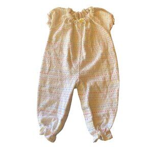 Vintage 1980's Health-Tex Baby Toddler White Knit‎ Romper Size 18 mo